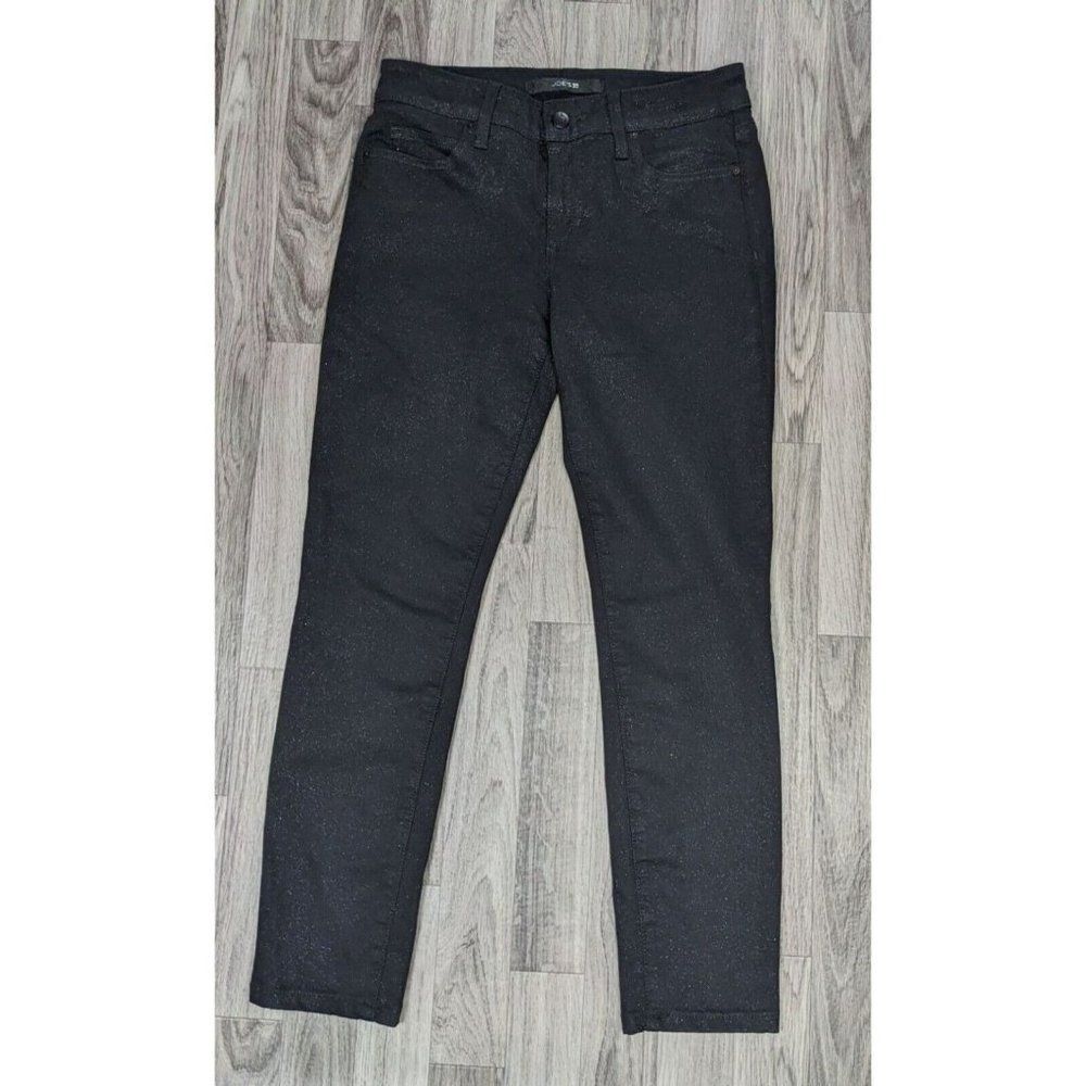 Joe's Womens Size 28 Metallic Sparkles Pockets Skinny Mid Rise Black Denim Jeans